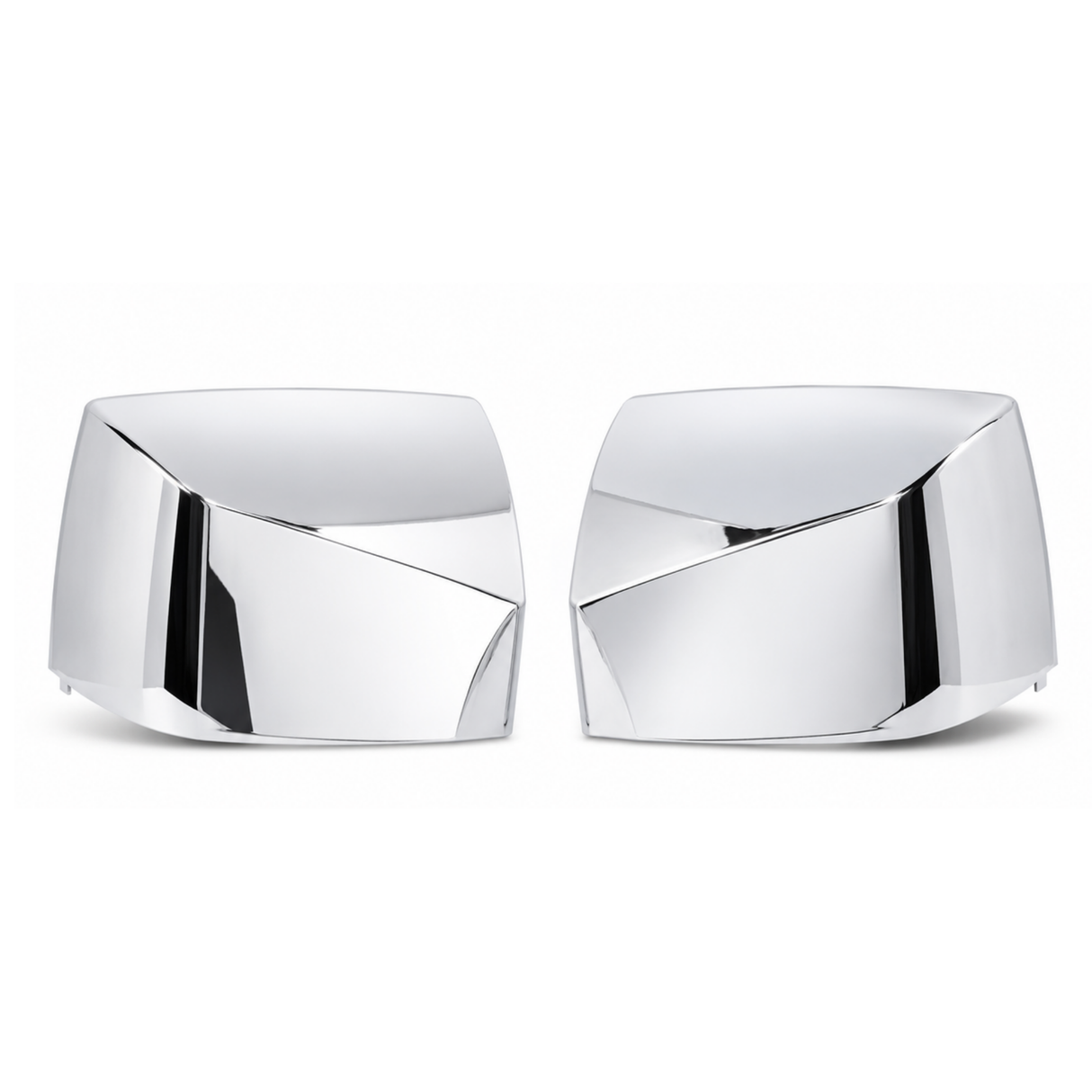 Chrome Hood Mirror Cover Set Compatible with Volvo VNL Models, 2004-2017, Driver and Right Side
