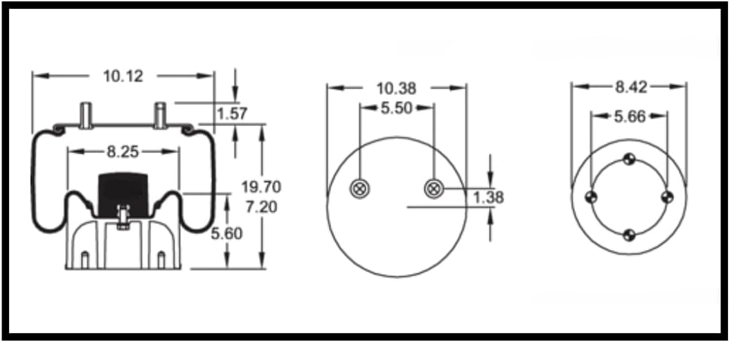 2 Pack Trailer Air Spring Bag & Air Suspension Compatible with Hendrickson Replacing Part Numbers 8755, 8710, W01-358-8755, S-21623, S22045, C-21623, C22045, 1R13-124