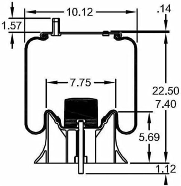 Trailer Air Spring Bag & Air Suspension Replaces 9935, W01-358-9935, 905-57-157, 905-57-301, 1R12-532, 910-17 5P548