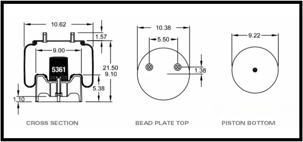 2 Pack Trailer Air Spring Bag & Air Suspension Compatible with VAN TRAAX HKA-200 Replacing Part Numbers S-21966, C-21966, 8708, W01-358-8708, 10 10-16 P 526, 1DK25E-8708