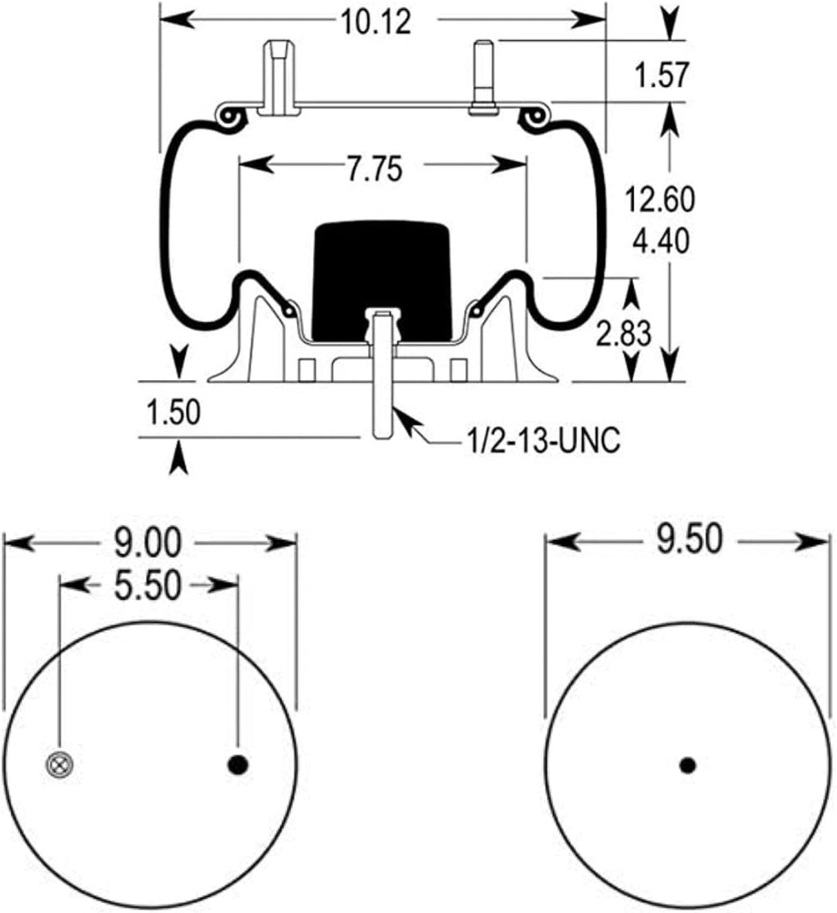 Air Spring Bag & Air Suspension Replaces 9471, W01-358-9471, 1R12-372, 1R12-504, 1R12-485, 905-57-146, 905-57-177, 905-57-182, 905-57-212