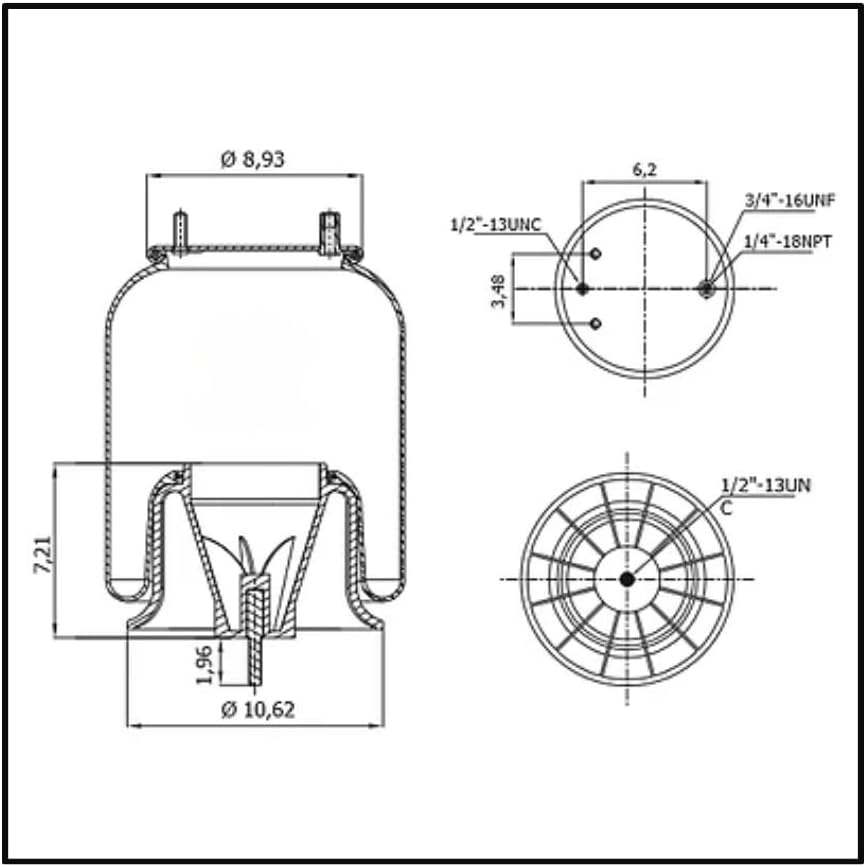 Air Spring Bag & Air Suspension Compatible with Freightliner Trucks Replacing Part Numbers W01-358-9780, W01-377-8537, 8537, 1R12-303, 161673000