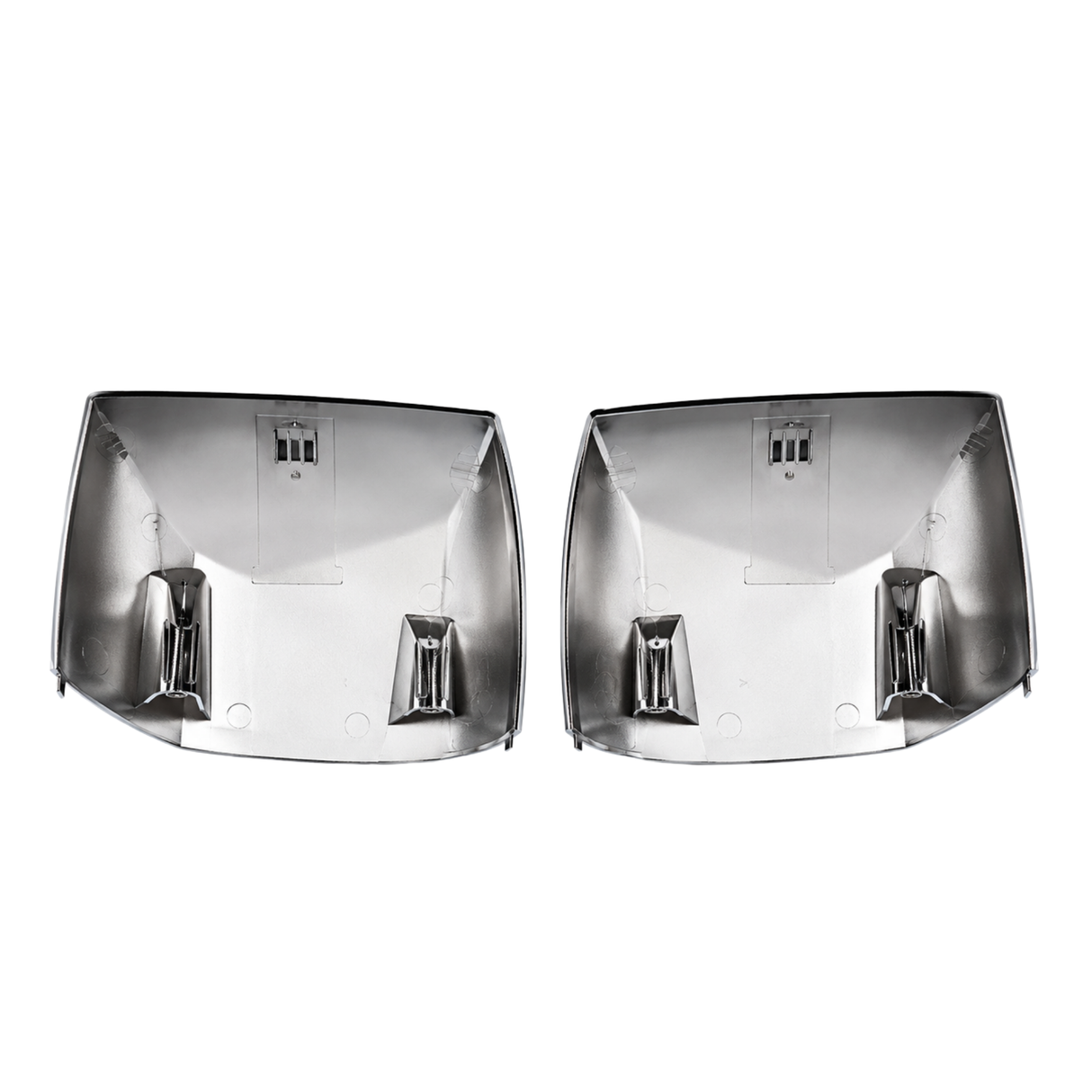 Chrome Hood Mirror Cover Set Compatible with Volvo VNL Models, 2004-2017, Driver and Right Side