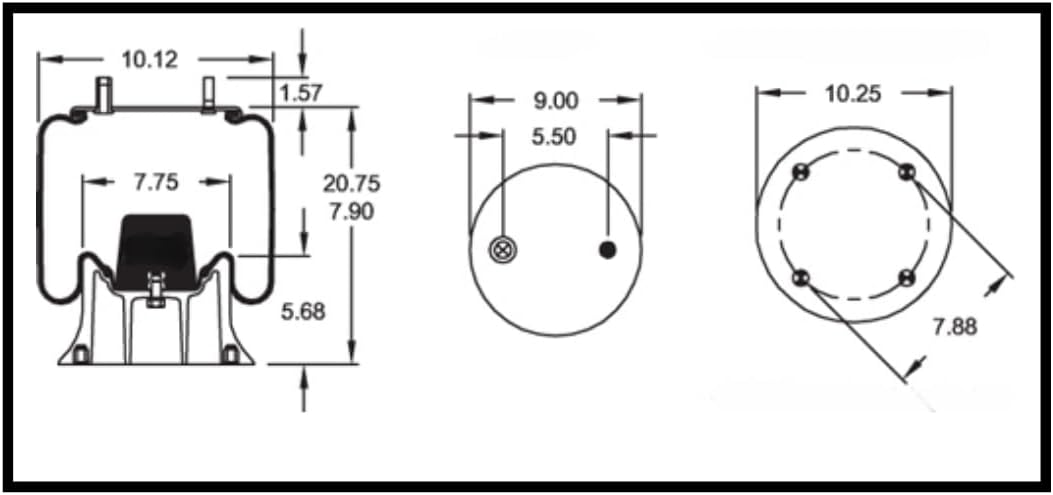 2 Pack Trailer Air Spring Bag & Air Suspension Compatible with Hendrickson Replacing Part Numbers 9082, W01-358-9082, W01-358-9083, 57QL310, S-4041 S-11651, S-2066, C-2066, C-11651, 1R12-092, 1R12-093