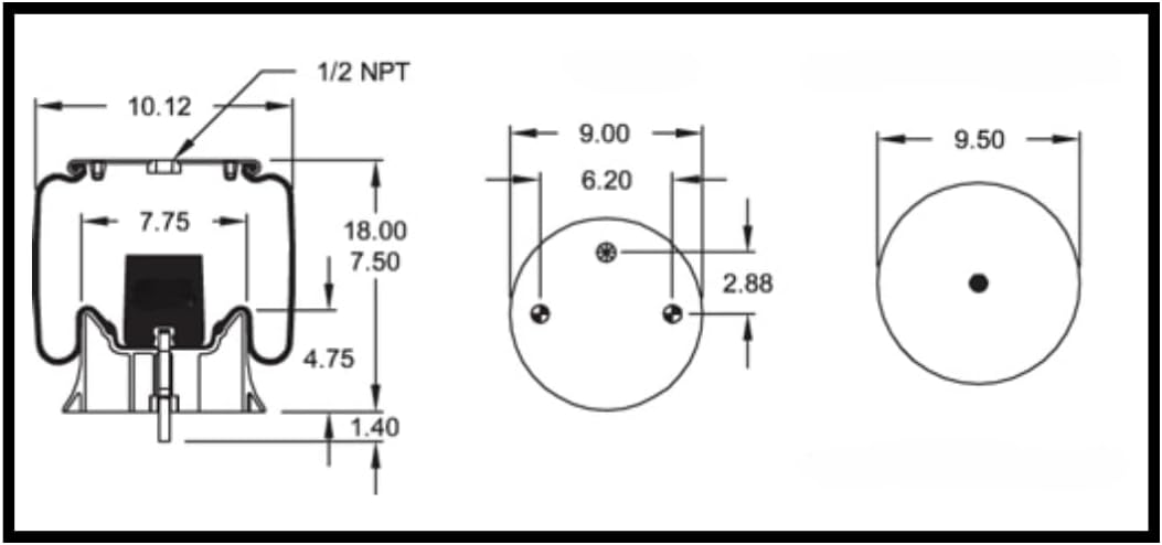 Air Spring Bag & Air Suspension Compatible with Peterbilt Trucks Replacing Part Numbers W01-358-8813, W01-358-9069, C816022, C81-1003, 1R12-069