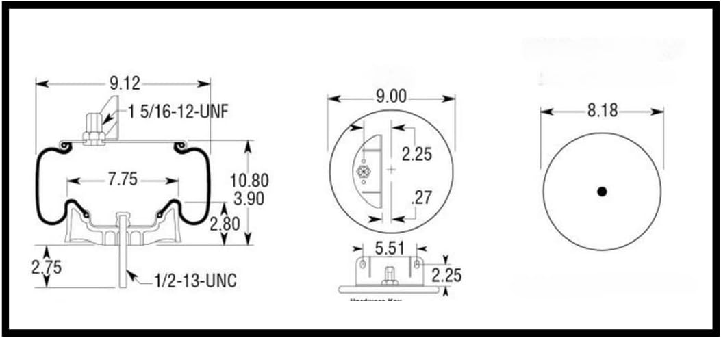2 Pack Air Spring Bag & Air Suspension Compatible with Kenworth Trucks Replacing Part Numbers W01-358-9622, K-303-19, 1R11-221, 8537