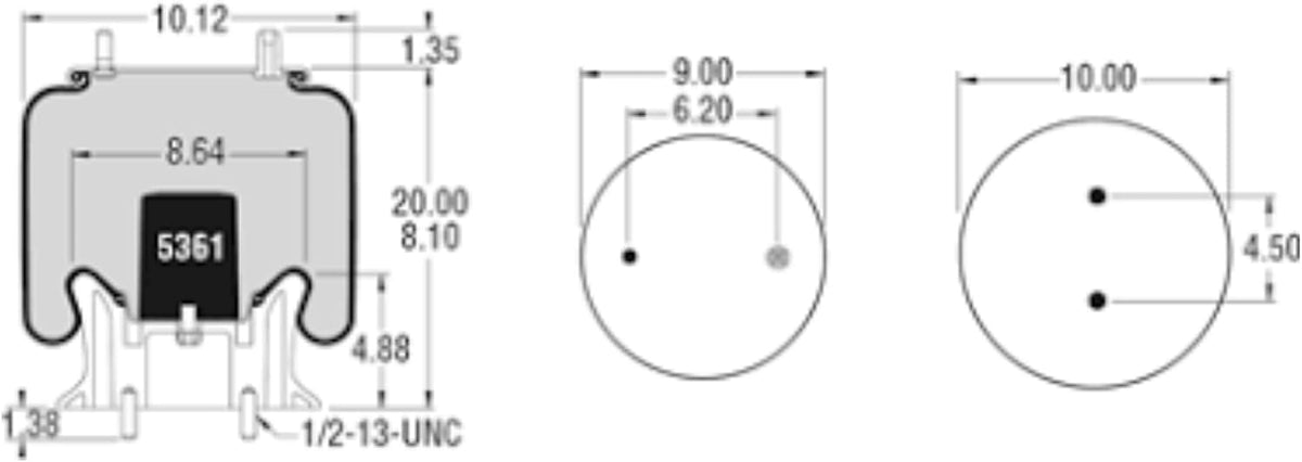 Air Spring Bag Replaces 9466, W01-358-9466, 1R12-365 1R12-173, 91016P410, FS9466
