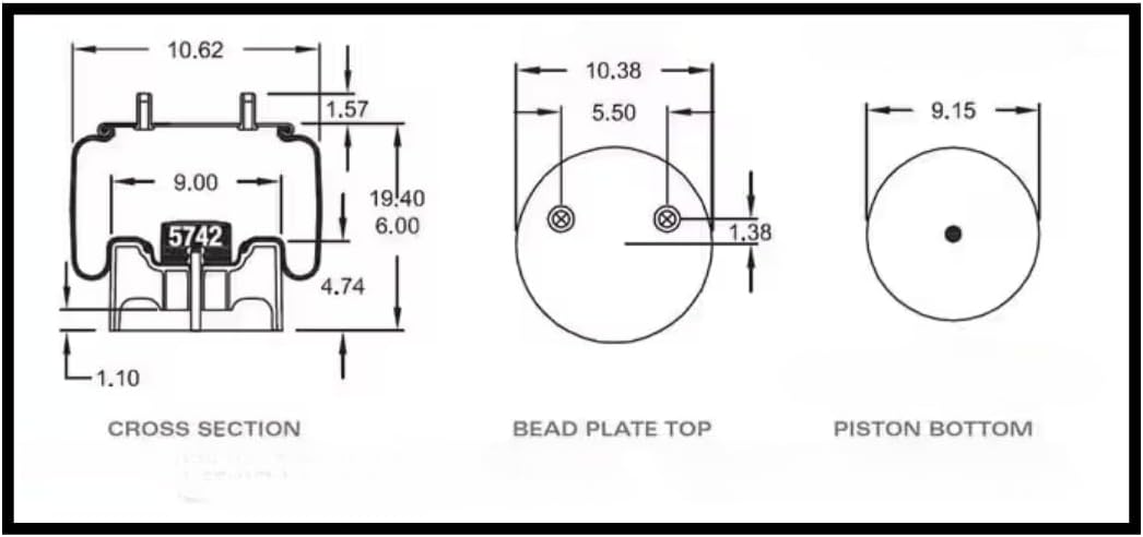 4 Pack Trailer Air Spring Bag & Air Suspension Compatible with Hendrickson AAT 23K Models Intraax & Van Traax Replacing Part Numbers 8751, W01-358-8709, S-20900, S-21800, C-21800