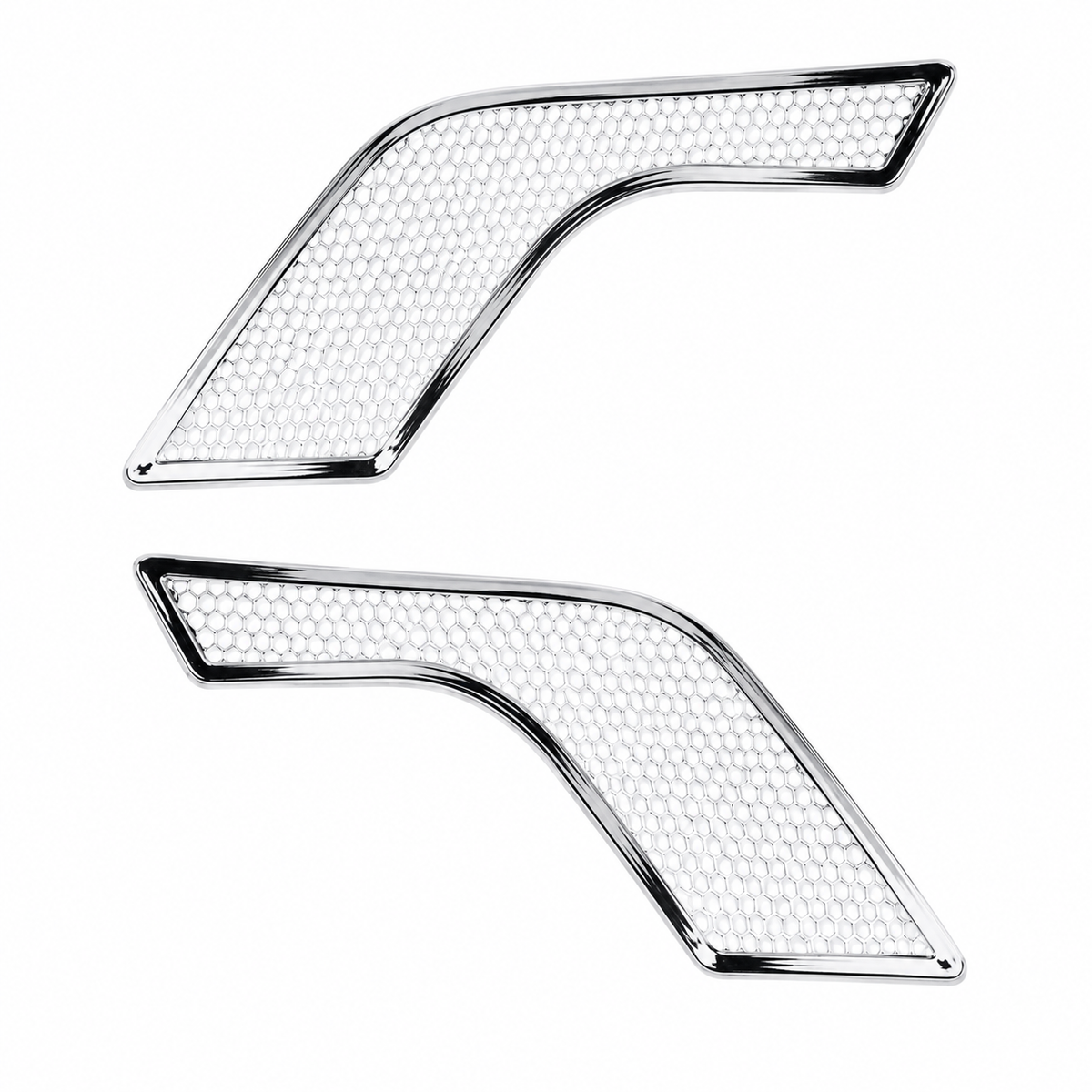 Chrome Side Hood Air Intake Grille Set Compatible with Volvo VNL 630, 670, 730 and 780 Trucks, Fits 2004 - 2016 Models